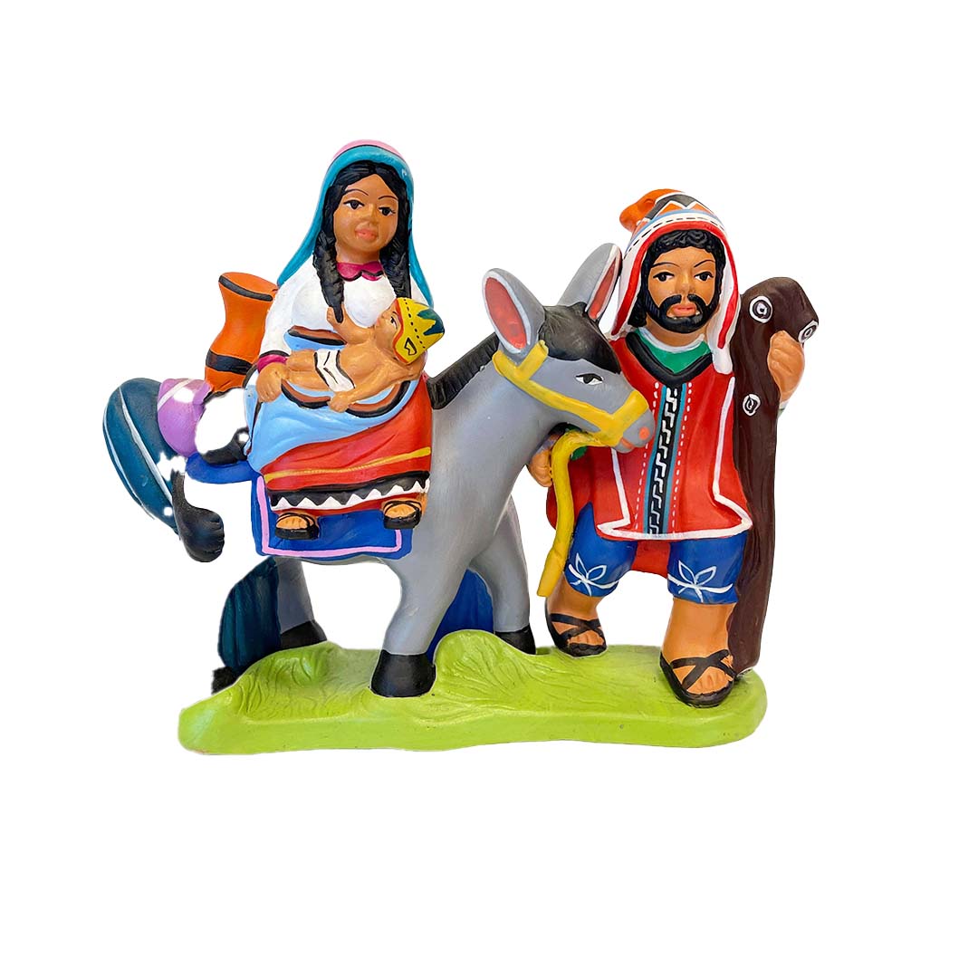 Nativity scene in painted terracotta 19x15 cm