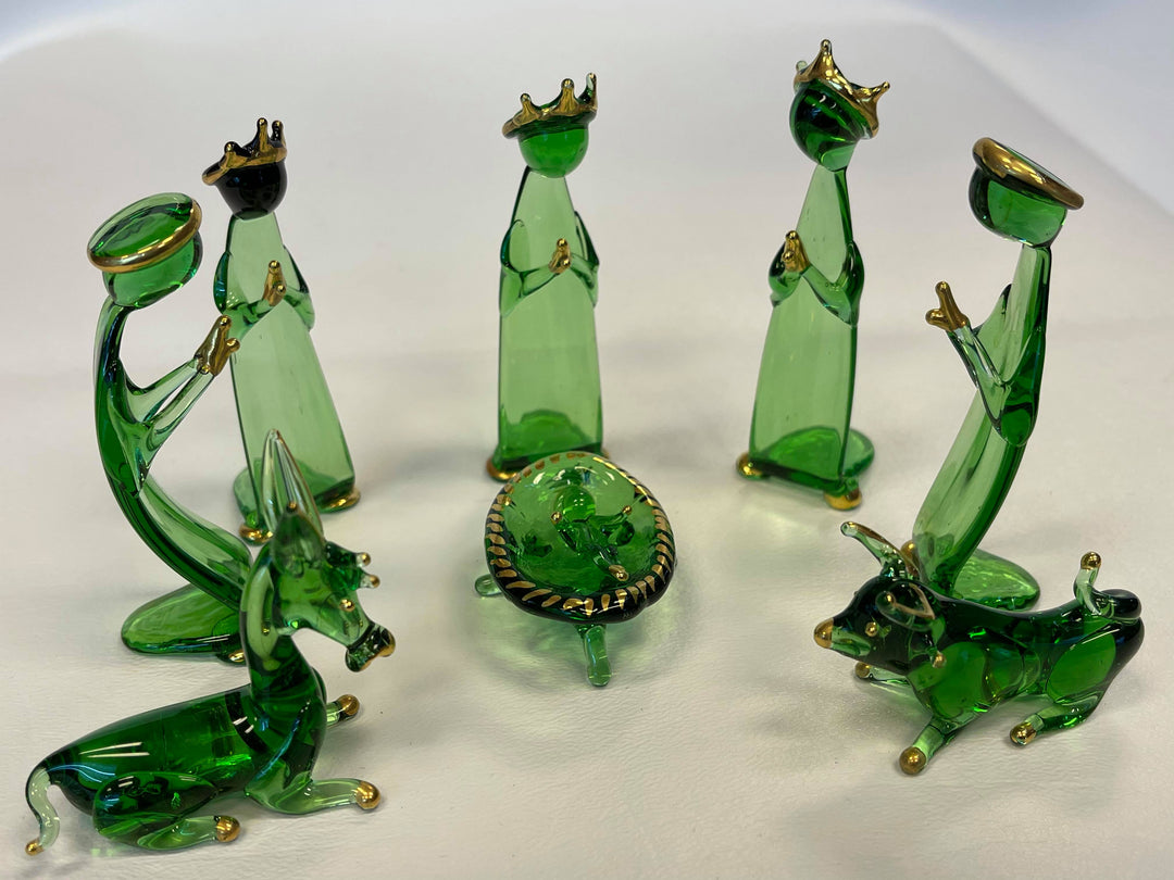 Gilded Glass Nativity Scene from Peru (10 Piece),