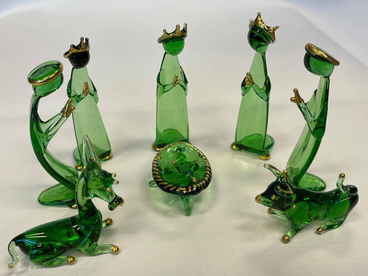 Gilded Glass Nativity Scene from Peru (10 Piece),