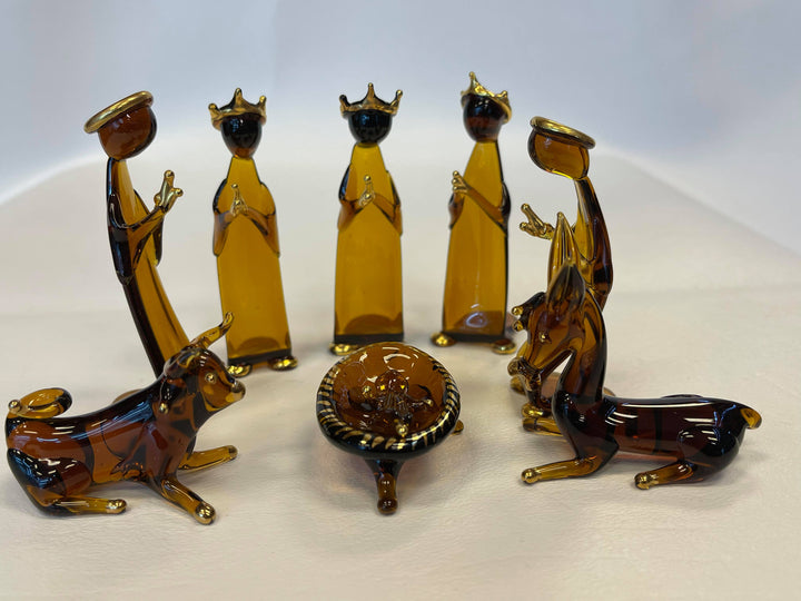 Gilded Glass Nativity Scene from Peru (10 Piece),